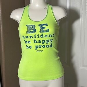 Lorna Jane neon green and blue racerback tank size xs
